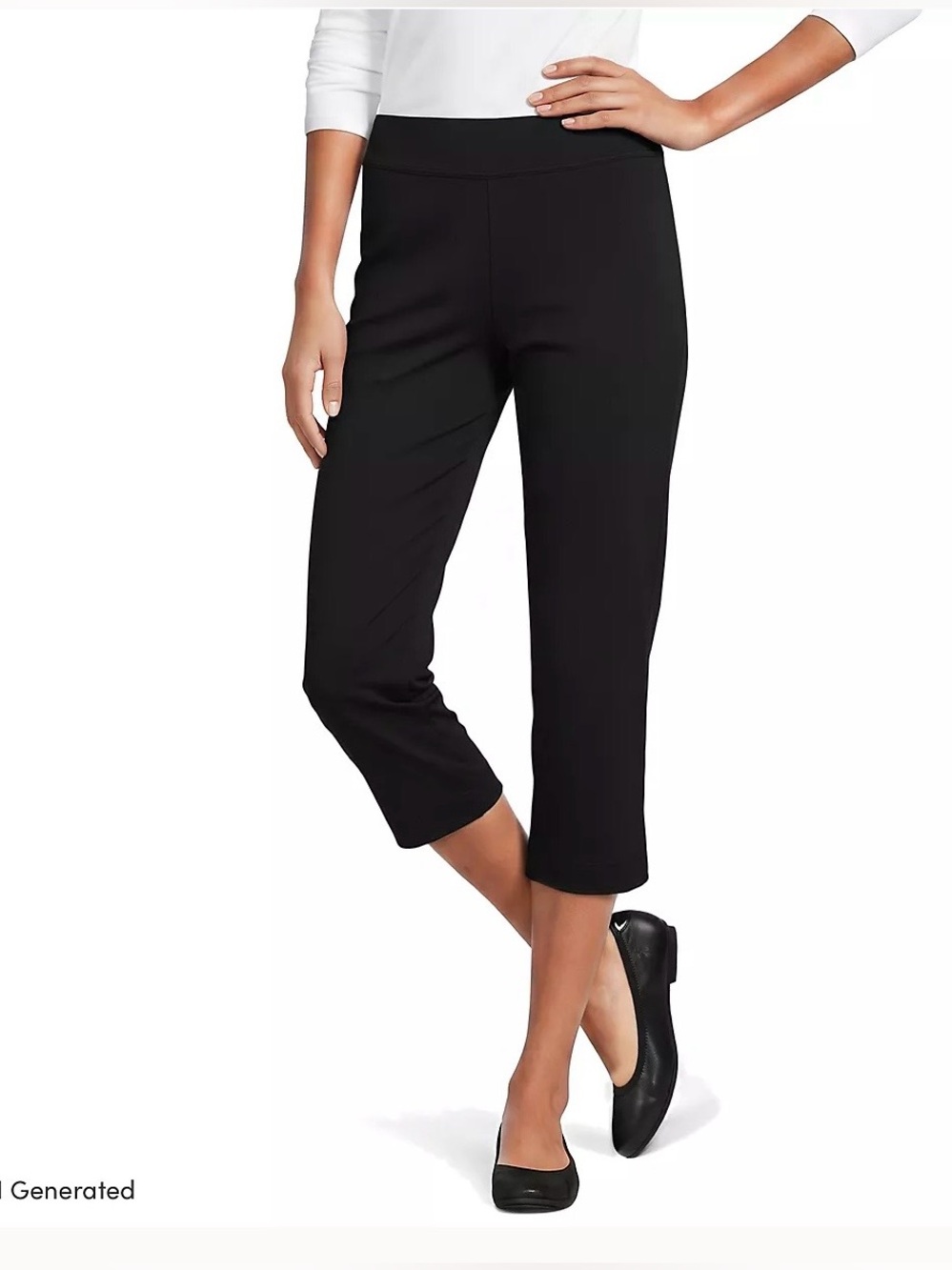 Lands End Women's Black Starfish Mid Rise Pull On Crop Pants